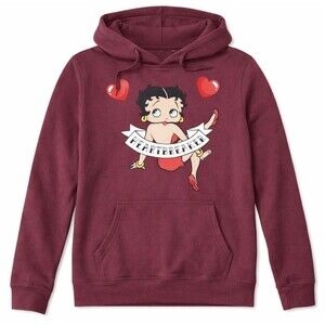 Betty Boop Heartbreaker Hoodie Size M (8-10)  Purple Kangaroo Pocket Lightweight